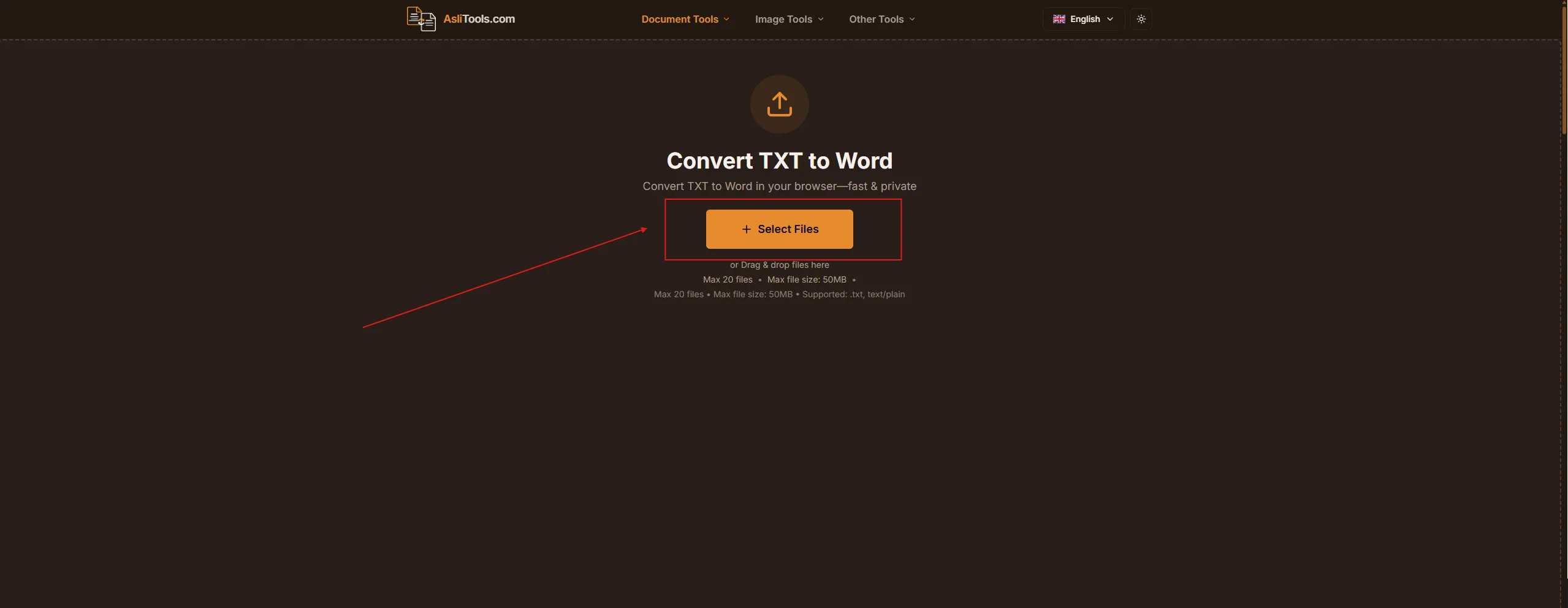 Asli Tools free TXT to Word converter turning a plain text file into an editable DOCX document